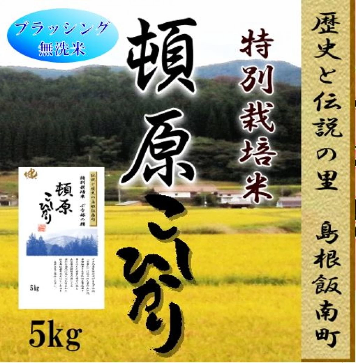 令和５年産　無洗米5kg 特別栽培米　島根県　飯南頓原コシヒカリ　 1等米